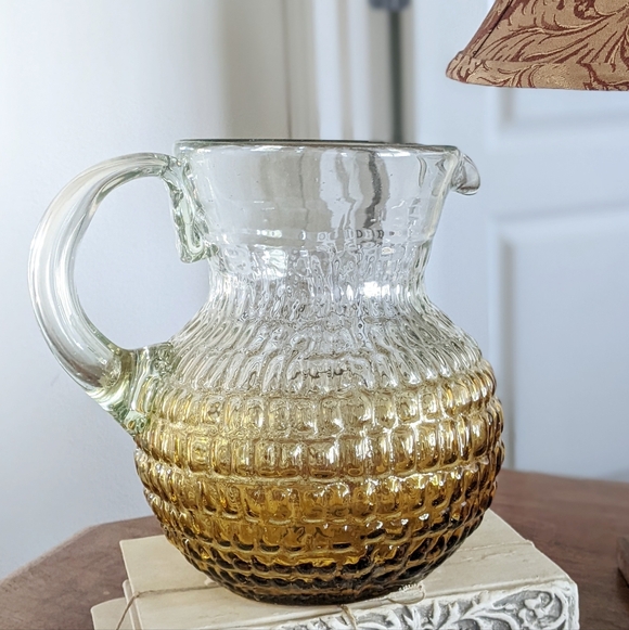 Textured Glass Pitcher with Honey Colored Ombre Design